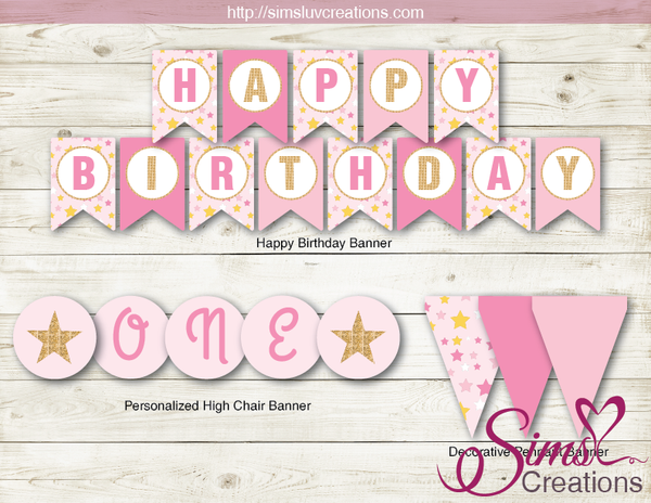 TWINKLE TWINKLE LITTLE STARS PARTY KIT | GIRL PARTY DECORATION PRINTABLES
