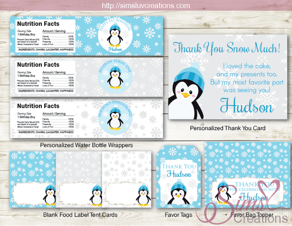 WINTER ONEDERLAND PARTY DECORATION SUPPLIES | PENGUIN PARTY PRINTABLES