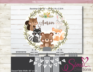WOODLAND ANIMALS PRINTABLE BIRTHDAY BACKDROP BANNER | WOODLAND BABY SHOWER PARTY POSTER