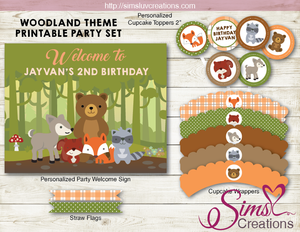 WOODLAND ANIMALS THEME PARTY PRINTABLE KIT | WOODLANDS PARTY PRINTABLES