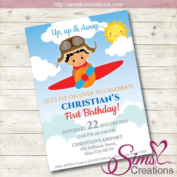 AIRPLANE BIRTHDAY INVITATION | AVIATOR PARTY INVITATION | CUSTOM PHOTO – Sims Luv Creations airplane-birthday-invitation-aviator-party-invitation-custom-photo-sims-luv-creations