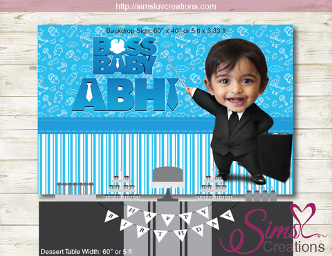 BOSS BABY THEME PARTY BACKDROP BANNER | BIRTHDAY POSTER | BABY PHOTO