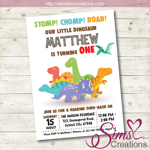 DINOSAUR BIRTHDAY PRINTABLE INVITATION | CUSTOM PHOTO PARTY INVITATION – Sims Luv Creations dinosaur-birthday-printable-invitation-custom-photo-party-invitation-sims-luv-creations