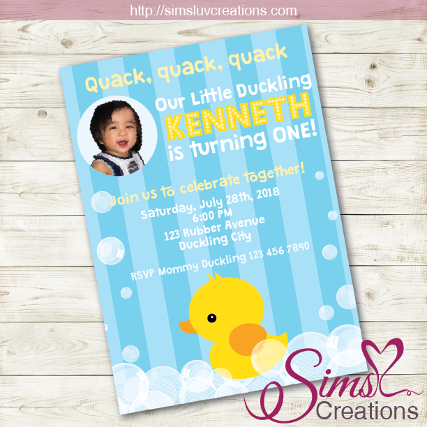 RUBBER YELLOW DUCK BOY BIRTHDAY PRINTABLE INVITATION | LITTLE DUCKLING PARTY INVITATION | CUSTOM PHOTO