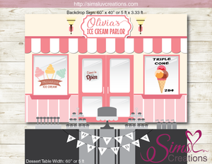 ICE CREAM PARLOR PRINTABLE BACKDROP BANNER | ICE CREAM BIRTHDAY PARTY POSTER