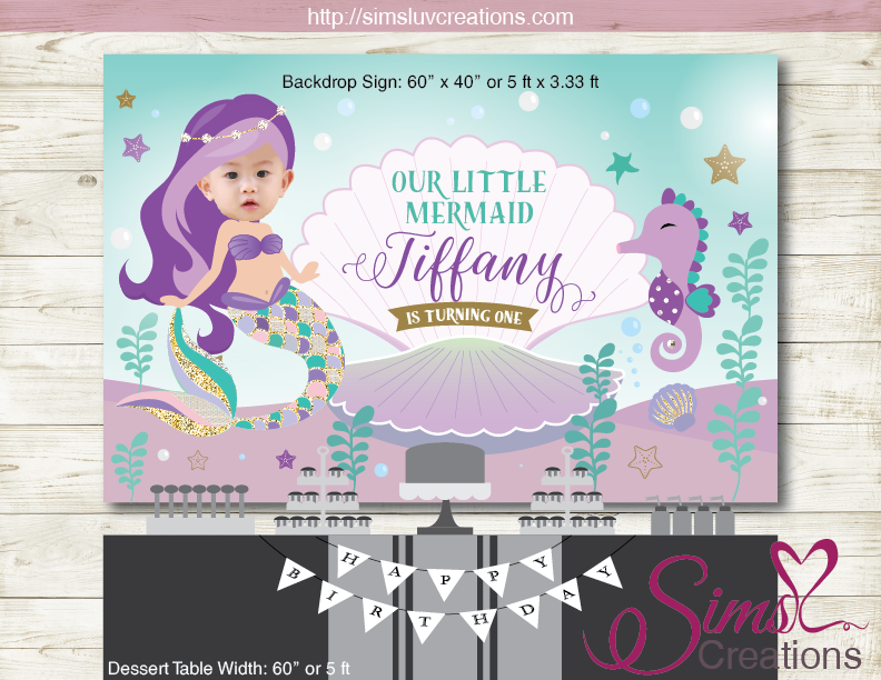 LITTLE MERMAID PARTY BACKDROP BANNER | UNDER THE SEA GIRL BIRTHDAY BAC – Sims Luv Creations little-mermaid-party-backdrop-banner-under-the-sea-girl-birthday-bac-sims-luv-creations