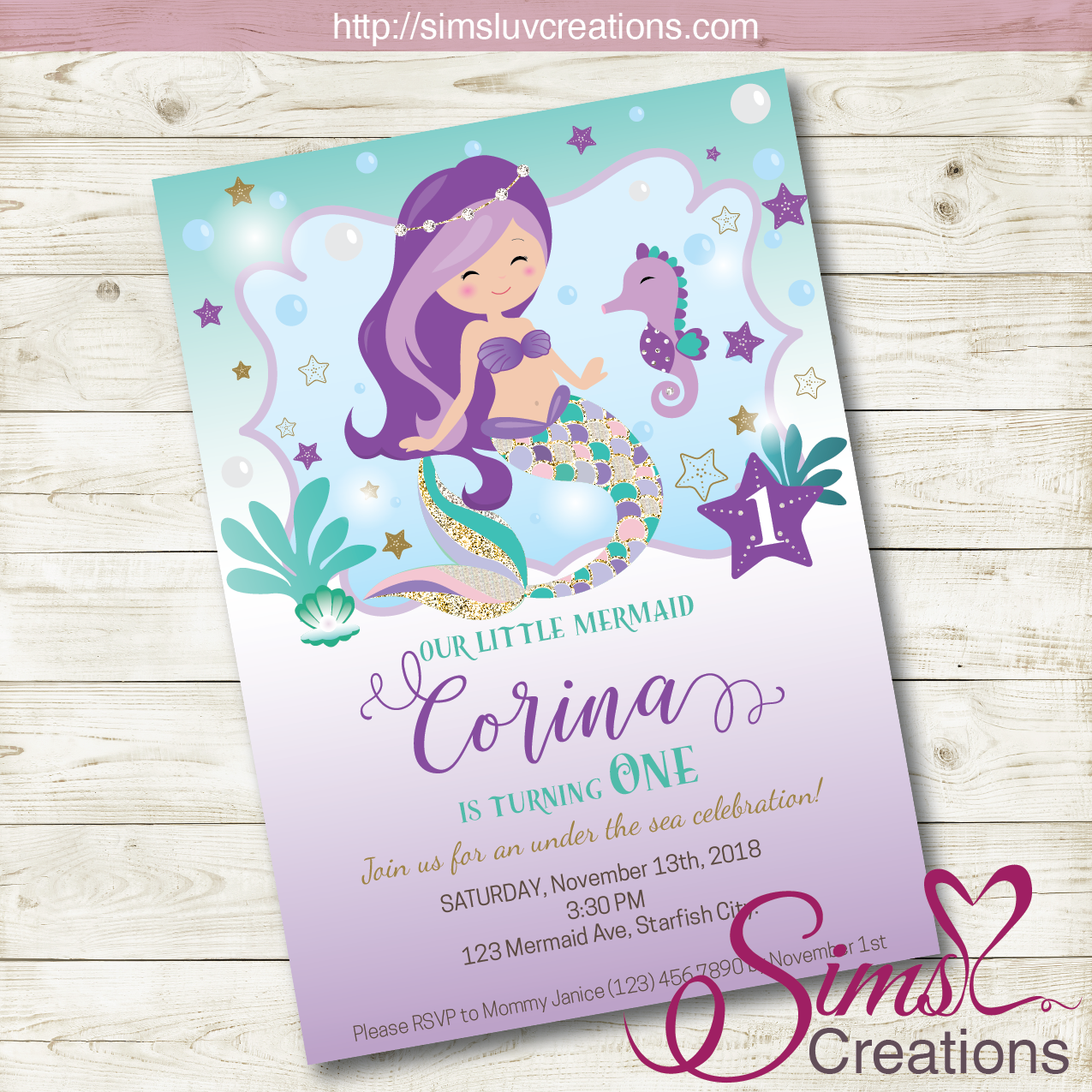 little-mermaid-birthday-invitation-party-invitation-custom-photo-sims-luv-creations for Free Printable Little Mermaid Birthday Invitations LITTLE MERMAID BIRTHDAY INVITATION | PARTY INVITATION | CUSTOM PHOTO – Sims Luv Creations for Free Printable Little Mermaid Birthday Invitations
