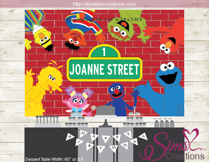 SESAME STREET PRINTABLE BACKDROP BANNER | BIRTHDAY POSTER – Sims Luv Creations sesame-street-printable-backdrop-banner-birthday-poster-sims-luv-creations