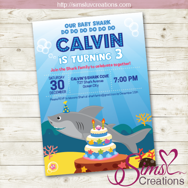 BABY SHARK BIRTHDAY PRINTABLE INVITATION | MARINE LIFE UNDER THE SEA PARTY INVITATION