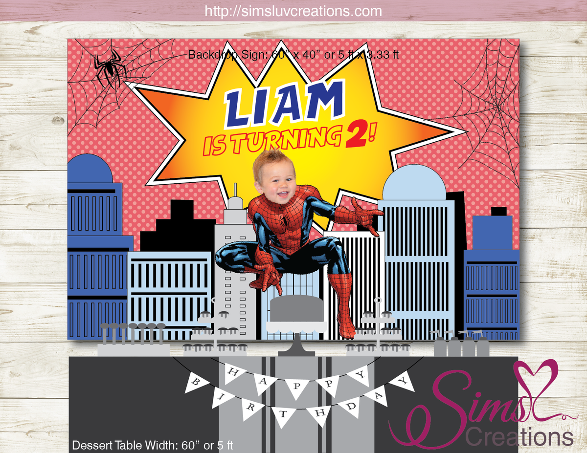 SPIDERMAN THEME PRINTABLE BACKDROP BANNER | MARVEL SPIDER-MAN BIRTHDAY –  Sims Luv Creations