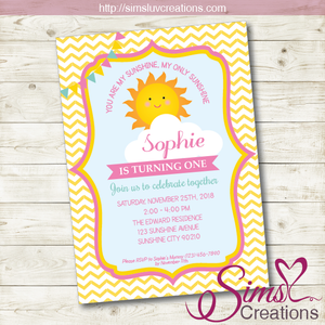 YOU ARE MY SUNSHINE BIRTHDAY PRINTABLE INVITATION | SUNSHINE GIRL PARTY INVITATION