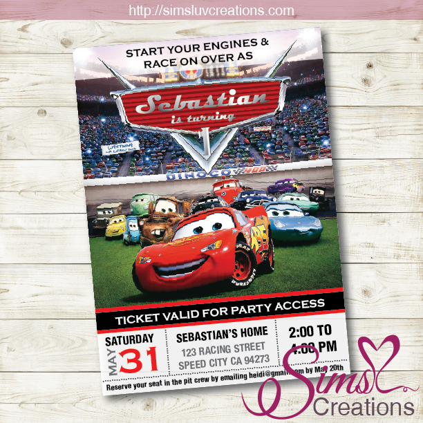 DISNEY CARS BIRTHDAY PRINTABLE INVITATION | DISNEY CARS PARTY INVITATI – Sims Luv Creations disney-cars-birthday-printable-invitation-disney-cars-party-invitati-sims-luv-creations
